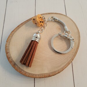 3D Chocolate Chip Muffin Tassel Keychain, Brown