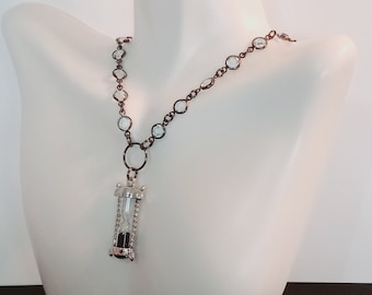 Plated Hematite Black Hour Glass Pendant, Large