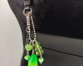 Large Green Pickle Keychain, Resin