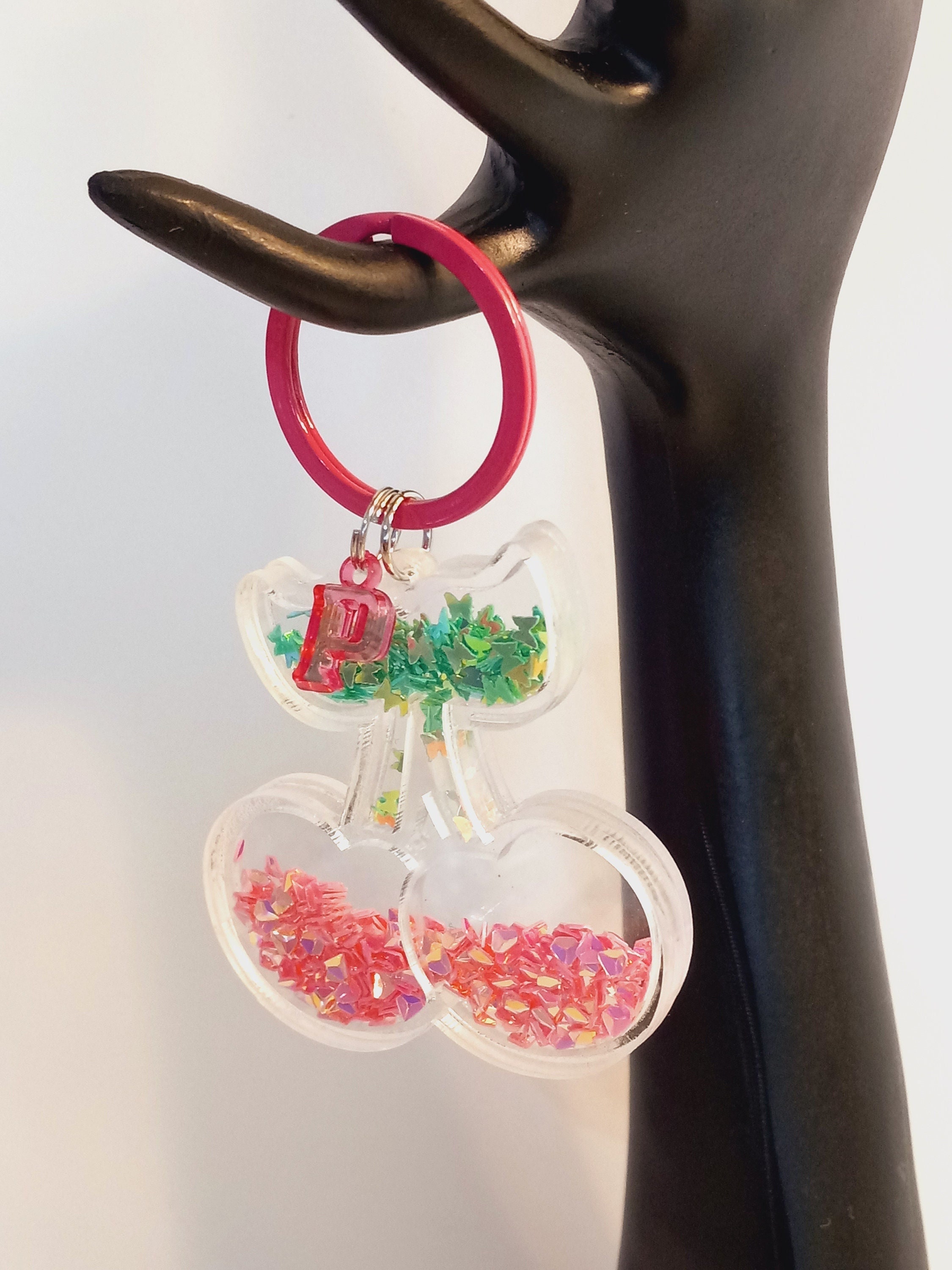 Personalized Pink Cherry Keychain, Extra Large, Resin - Etsy