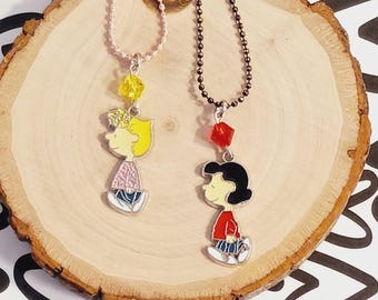 Peanuts Sally and Lucy Necklaces, Colorful, Enameled