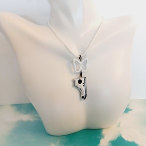 Adorable White Butterfly Necklace, Running Shoe Charm, Fun Birthday Gift, Fun Converse, Unique Butterfly Shoe Necklace, Black White, Nature