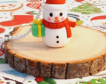 Large White Snowman Necklace