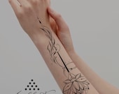 Tattoo design “Lotus of love”, back tattoo, tattoo style, graphic tattoo, mandala tattoo, flower tattoo, feminine tattoo, fine line