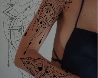 Tattoo ontwerp "Talisman" tattoo hoes, tattoo stijl, grafische tattoo, mandala tattoo, bloem tattoo