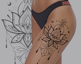 Tattoo design “Talisman”, leg tattoo, tattoo style, graphic tattoo, mandala tattoo, flower tattoo