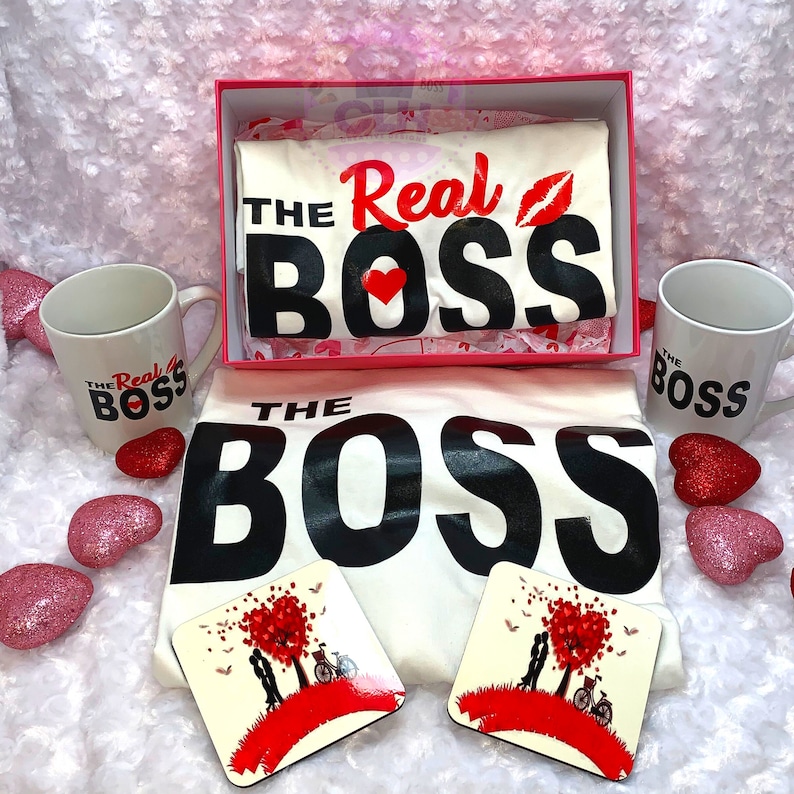 Valentines Coffee Cup Perfect Gift The Boss Shirt Valentines Shirt The Real Boss Shirt The Boss The Real Boss Coffee Cup Bundle