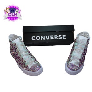 Dazzling Allure: Bling High Top Converse, Bling High Top Converse, Converse custom embellished shoes, wedding, prom, homecoming