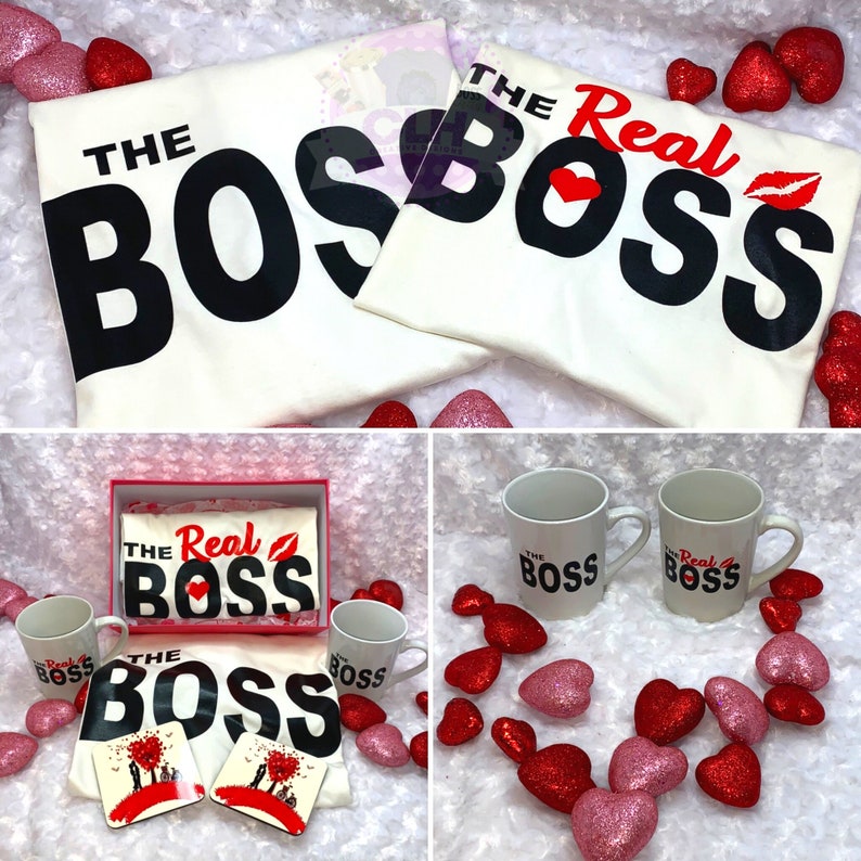 Valentines Coffee Cup Perfect Gift The Boss Shirt Valentines Shirt The Real Boss Shirt The Boss The Real Boss Coffee Cup Bundle