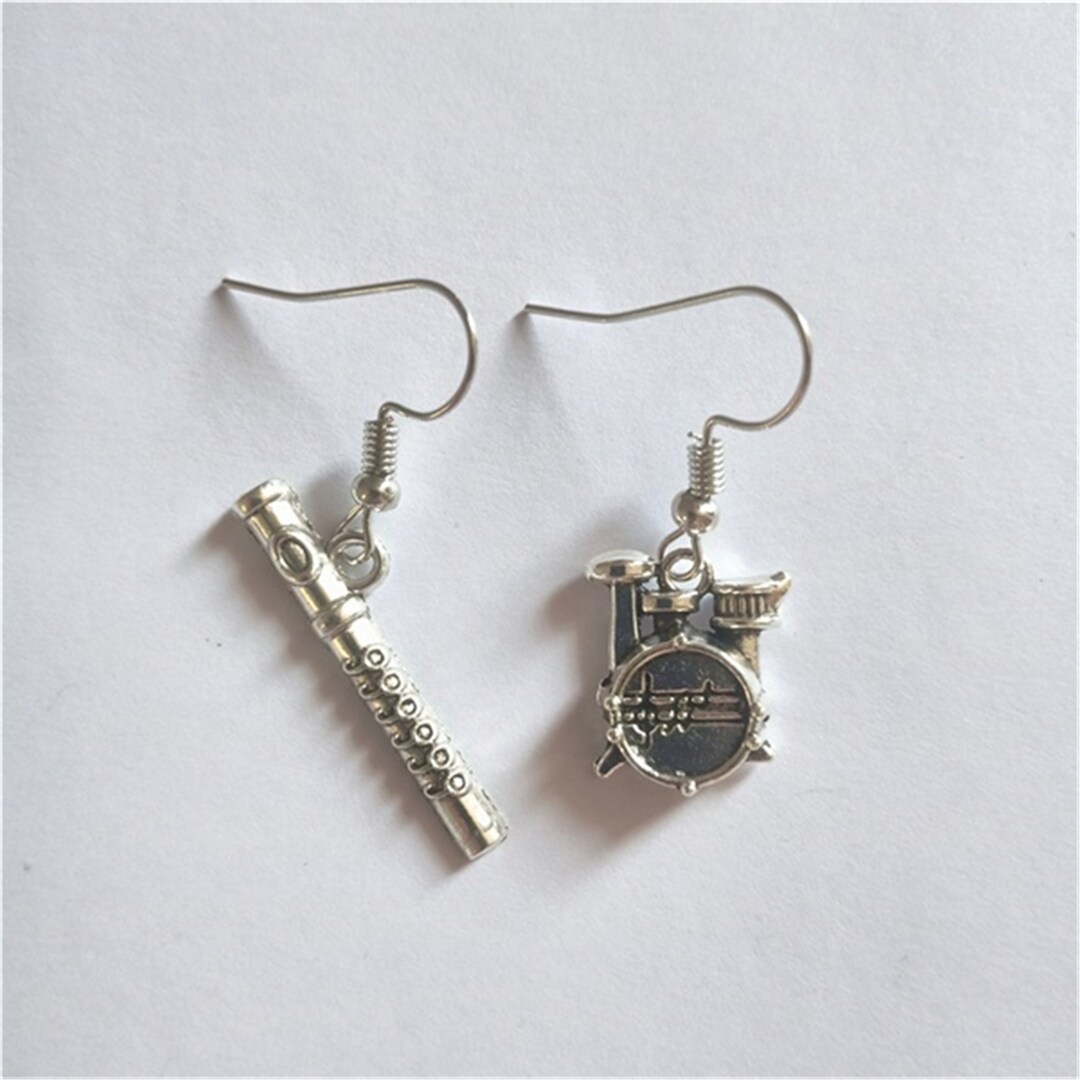 Tiny Cute Flute Earring Music Jewelry Mismatch Earrings Etsy