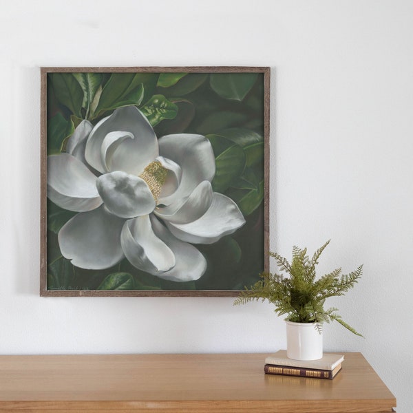 Southern Magnolia Soft Pastel Print, Wall Art, Flower Painting