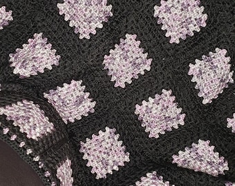 Granny square blanket, vintage style crochet afghan, handmade crochet lap throw