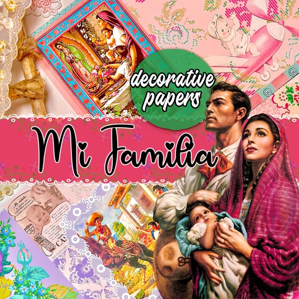Mi Familia - Decorative Papers Digital Kit | Mexican Junk Journal Printable for a Scrapbook Photo Album, Anniversary, Engagement, & more