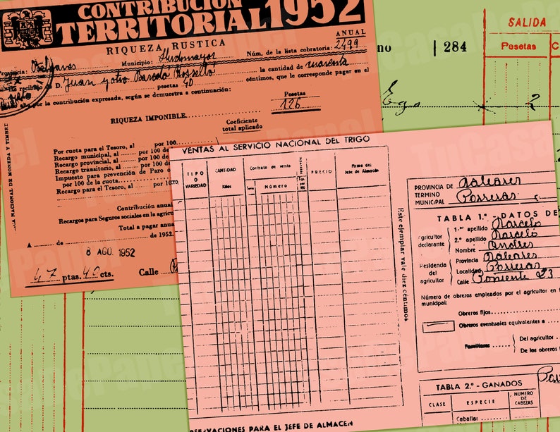 Digital Vintage Spanish Ledger Paper Invoices Receipts Junk Etsy