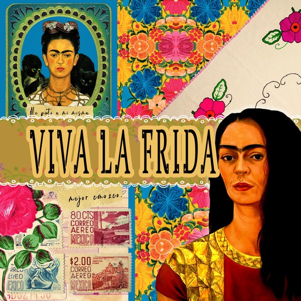 Frida Kahlo Digital Printable Frida Kahlo Wallpaper Frida Kahlo Junk Journal Handmade Vacation Journal Scrapbook Photo Album Mexico Travel