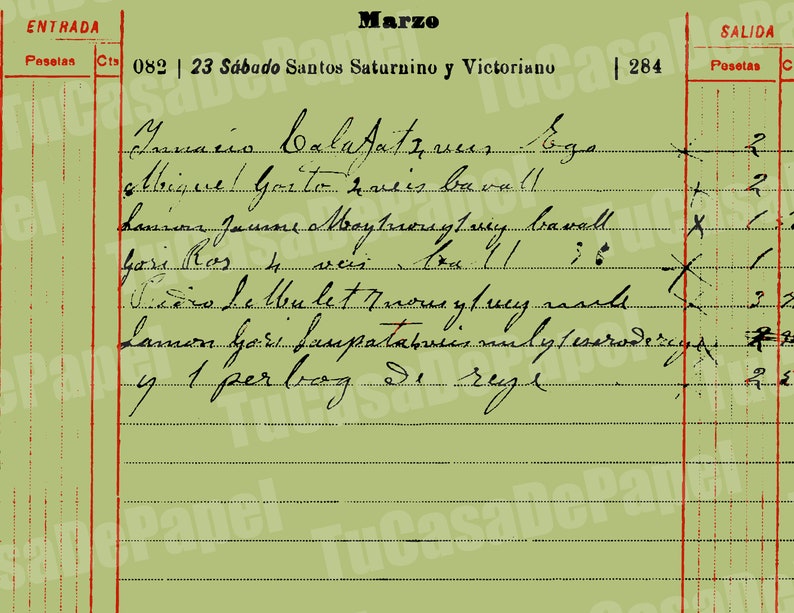 Digital Vintage Spanish Ledger Paper Invoices Receipts Junk Etsy