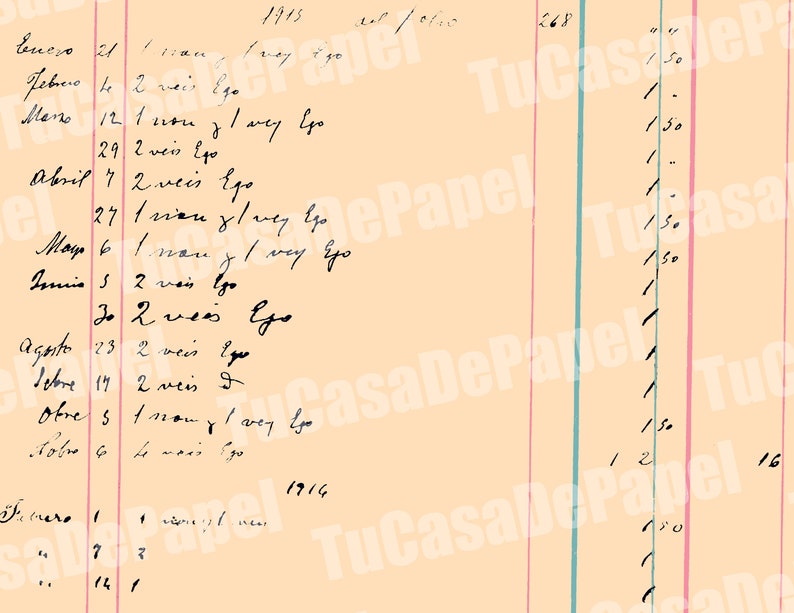 Digital Vintage Spanish Ledger Paper Invoices Receipts Junk Etsy