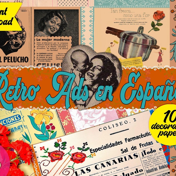 Children Vintage Digitals Baby Junk Journal Kit Vintage Advertising Posters Vintage Spanish Posters Family Gratitude Journal Printables