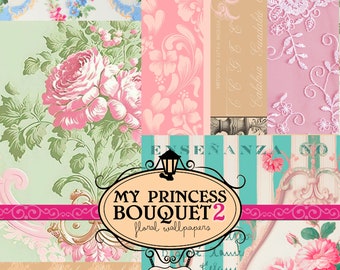 MY PRINCESS BOUQUET 2 – Vintage-Pastell-Blumentapeten für dekorative Scrapbooking