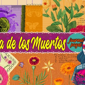 Day of the Dead Junk Journal Seiten mit Prompts, Dia de Los Muertos Ephemera Pack, Verwendung für Herbst Ephemera & Halloween Grafiken