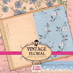 Vintage Blumen Briefpapier - Antikes gebeiztes Papier mit Blumenmustern für kreatives Journaling