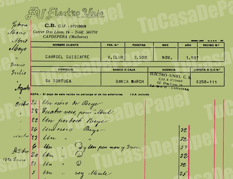 Digital Vintage Spanish Ledger Paper Invoices Receipts Junk Etsy