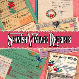Recibos e livros vintage espanhóis
