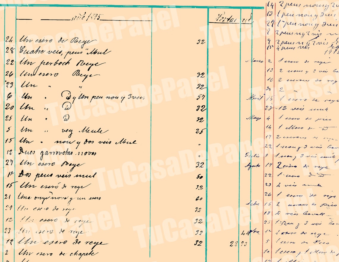 Digital Vintage Spanish Ledger Paper Invoices Receipts Junk Etsy