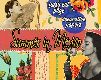 Travel Scrapbook Kit Wedding Scrapbook Kit Talavera Paper Printable Words Summer Journal Printable Travel Junk Journal Mexican Ephemera