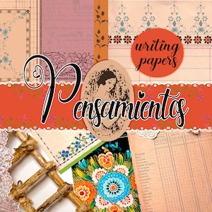 Livro de registro lixo diário decorativo papel vintage pacote de papel coisas efêmeras espanhol impressão recibo costura coisas efêmeras queda