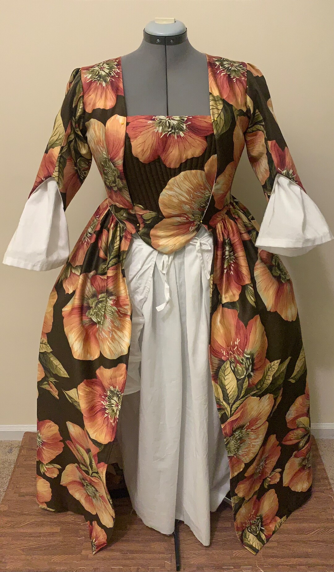 Floral Robe A L’anglaise 18th Century Gown Size 4-6 - Etsy