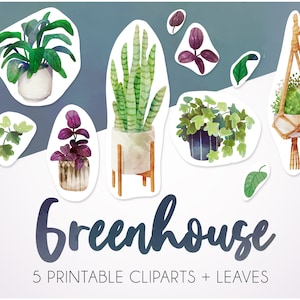 Botanical clipart set • Greenery sticker illustrations for garden journal