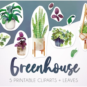 Botanical clipart set Greenery sticker illustrations for garden journal image 1