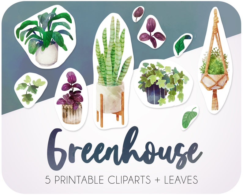 Botanical clipart set Greenery sticker illustrations for garden journal image 1