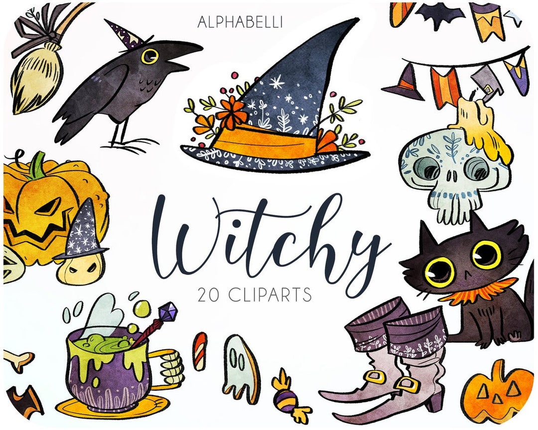 20 Witch Clipart Set • Halloween Graphics & Digital Stickers ...