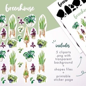 Botanical clipart set Greenery sticker illustrations for garden journal image 2
