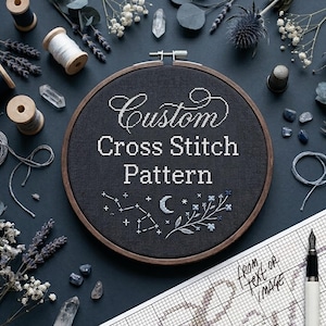 Custom Cross Stitch Pattern (Text, Meme, Logo, Quote) from your image, PDF (Digital Download)