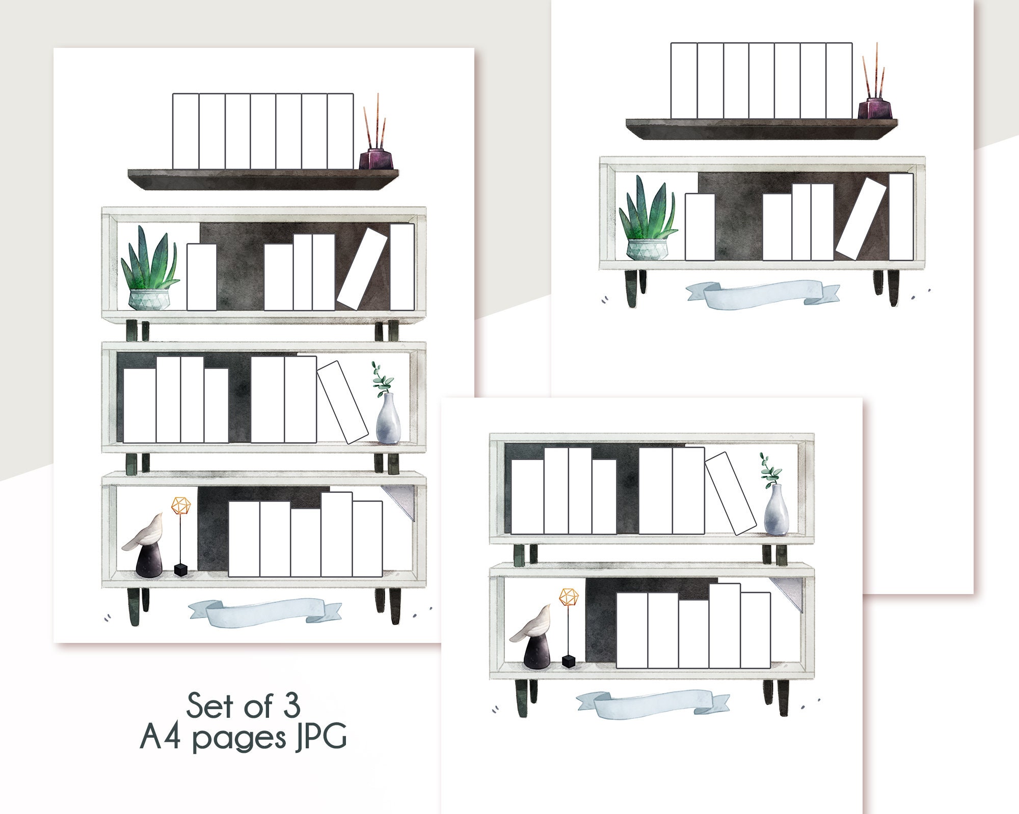 15 Book Tracker Printables Reading Log Modern Bookshelf For Etsy