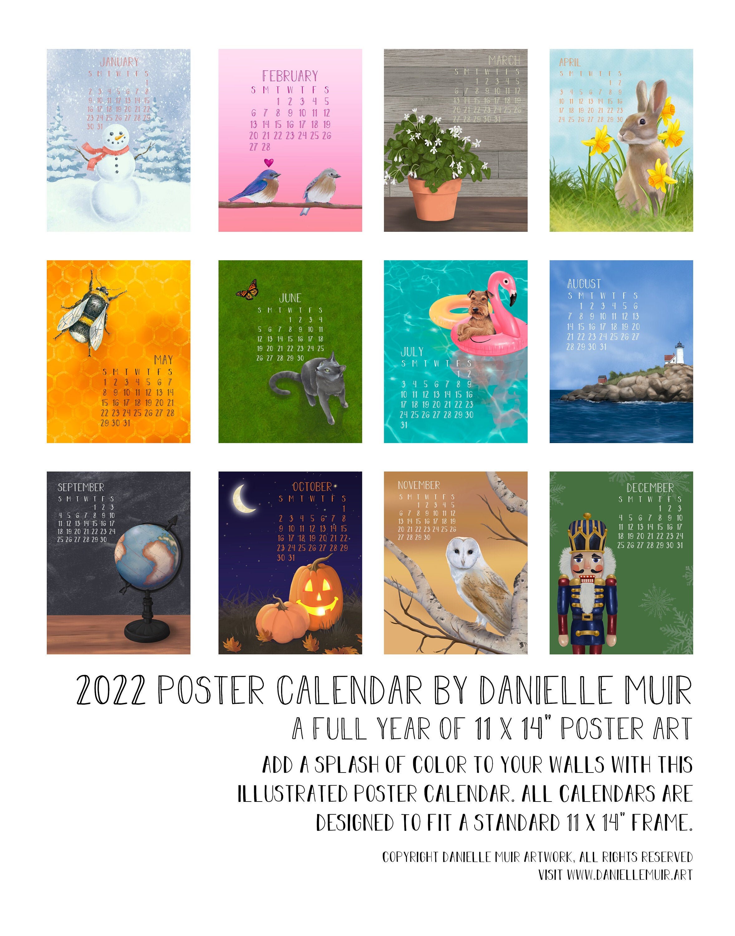 2022 Poster Calendar / 2022 Wall Calendar / 2022 Calendar / | Etsy