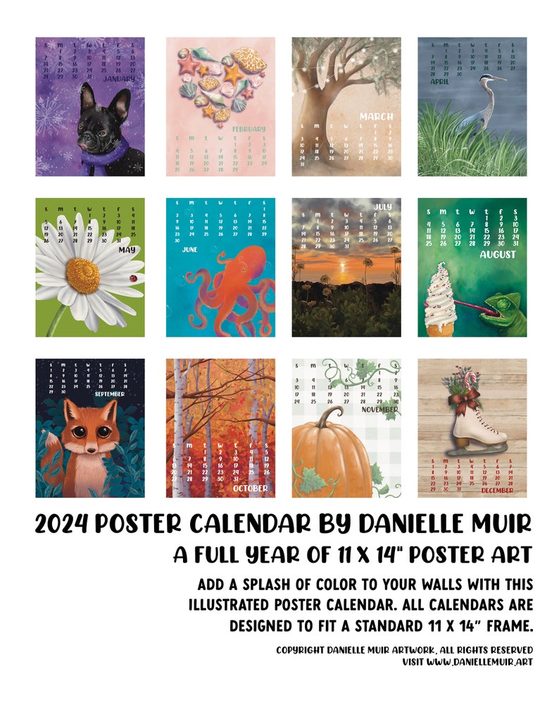 2024 Poster Calendar / 2024 Wall Calendar / 2024 Calendar / - Etsy