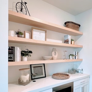 Étagère flottante en érable, longueur et profondeur personnalisées, avec support caché et quincaillerie