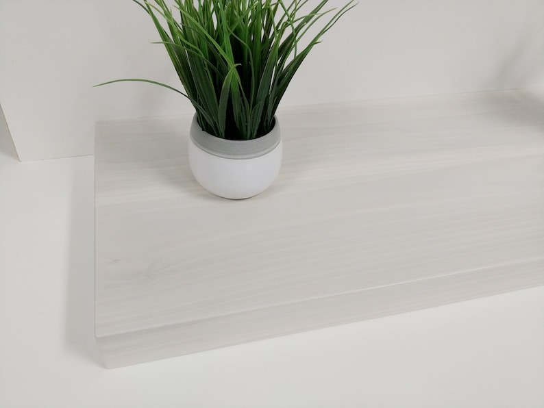 White Wash Floating Shelf Solid Wood Heavy Duty Hidden Bracket Etsy