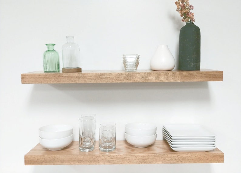 Red Oak Floating Shelf Custom Length Depth Includes Hidden Etsy