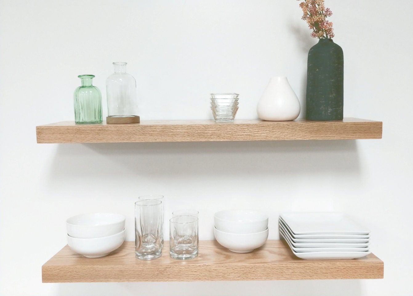 Red Oak Floating Shelf Custom Length Depth Includes Hidden Etsy