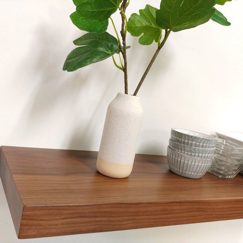 Walnut Floating Shelf Custom Length Depth Includes Hidden Etsy