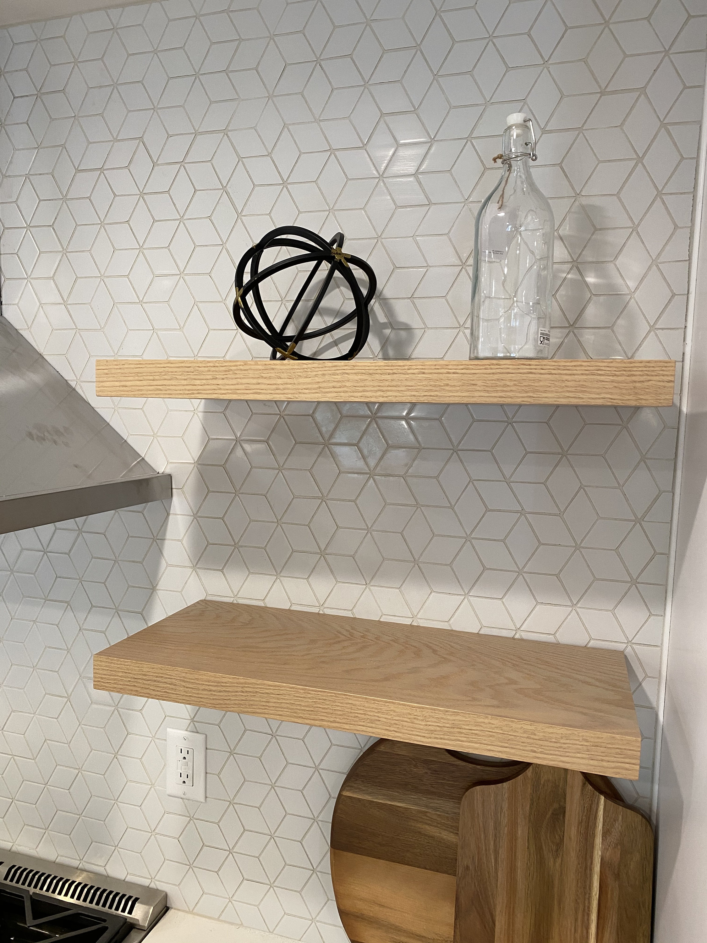 White Oak Floating Shelf Custom Length Depth Includes