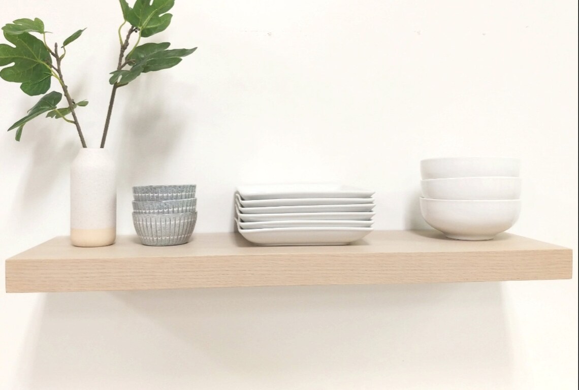 White Oak Light Oak Floating Shelf Custom Length Depth Etsy