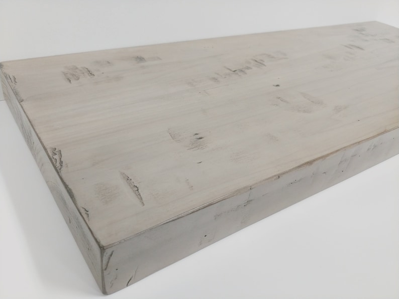 Grey Wash Heavy Distress Floating Shelf smooth satin finish Etsy