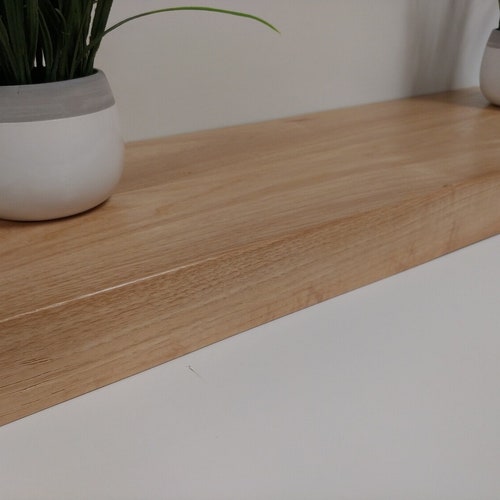 Red Oak Floating Shelf, Custom Length, Depth, Includes Hidden Bracket