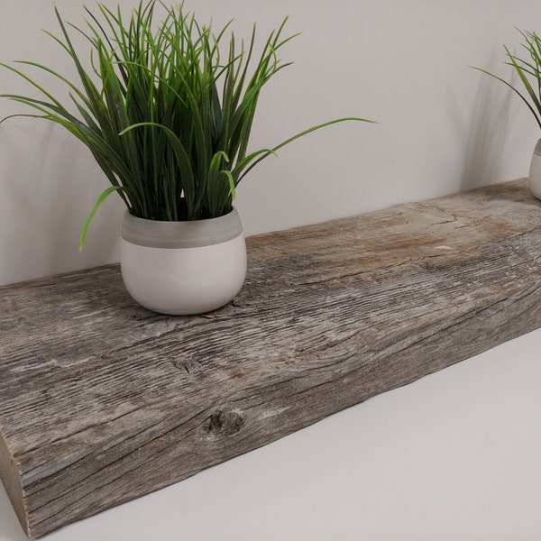 Barn Wood ( Brown Grey ) Floating Shelf  Solid Wood Heavy Duty Hidden Bracket